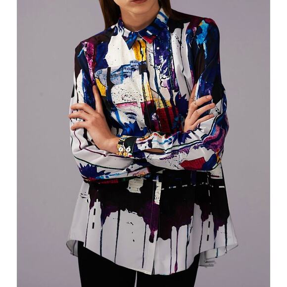 SABINA SÖDERBERG AW16 Rosita Shirt "Dreamer" Multicolor Paint‎ Abstract Silk M - Picture 1 of 9
